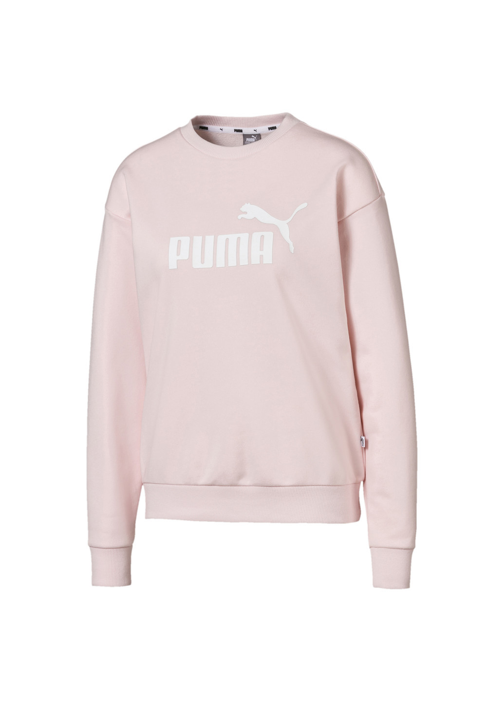 Толстовка Essentials Crew Sweat Puma однотонная розовая спортивная хлопок, полиэстер, эластан