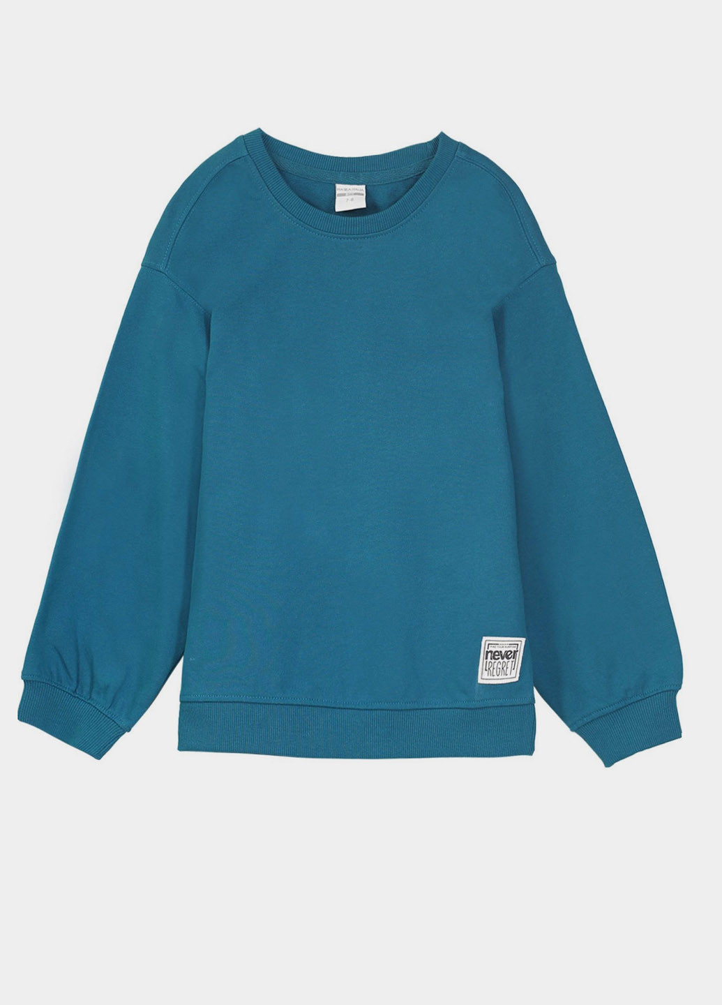 Piazza Italia свитшот однотонный морской волны спортивный, кэжуал хлопок, трикотаж