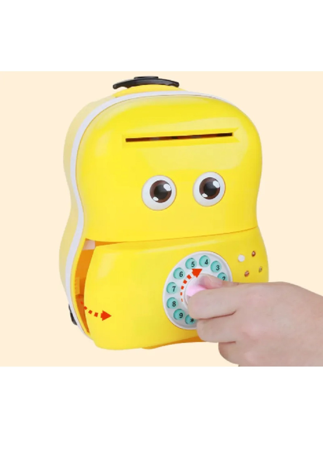 Интерактивная детская копилка сейф с кодовым замком и купюроприемником Чемодан 21.5х17 см (30855-Нов) Желтый Francesco Marconi (251328984)