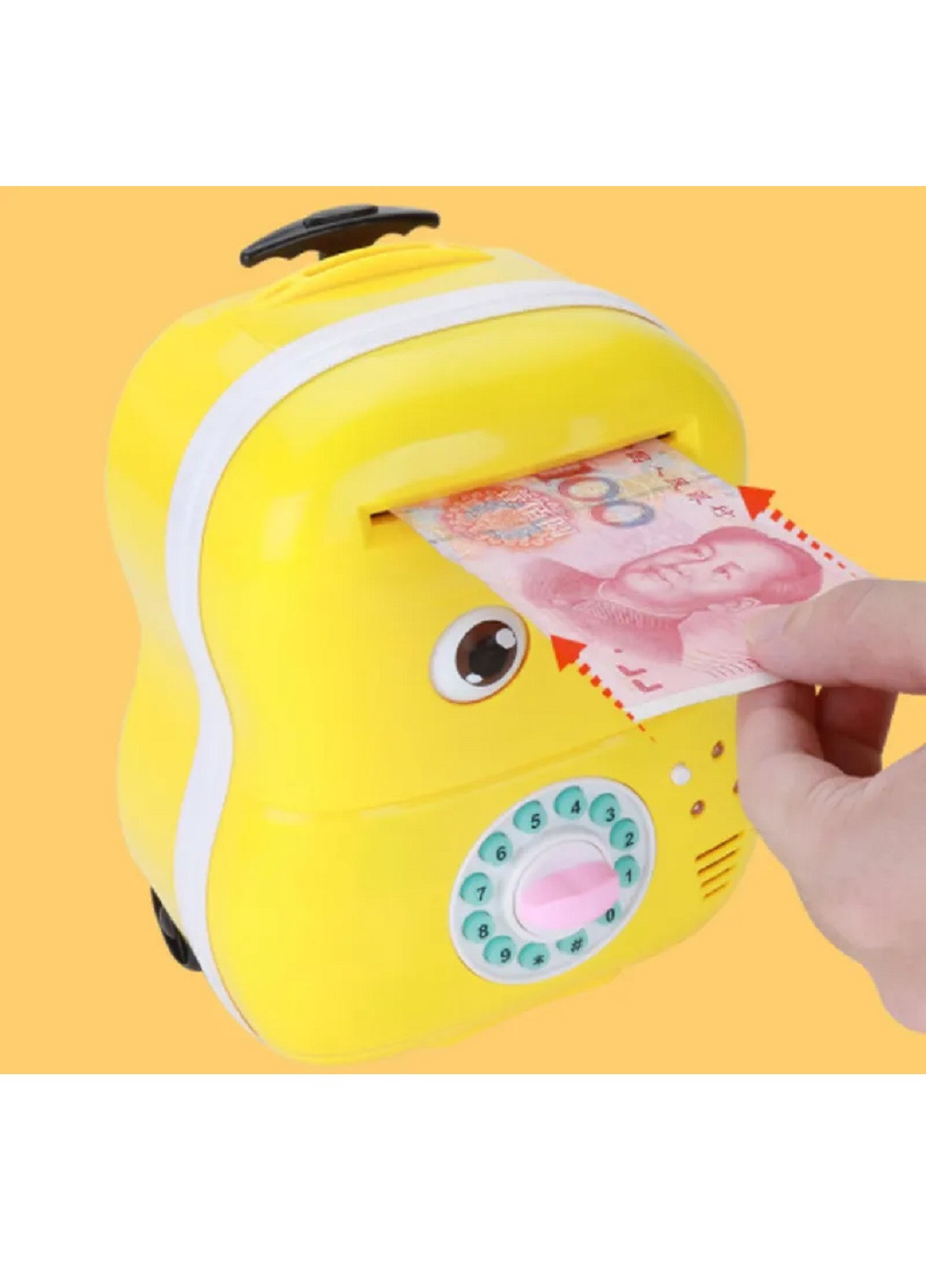 Интерактивная детская копилка сейф с кодовым замком и купюроприемником Чемодан 21.5х17 см (30855-Нов) Желтый Francesco Marconi (251328984)