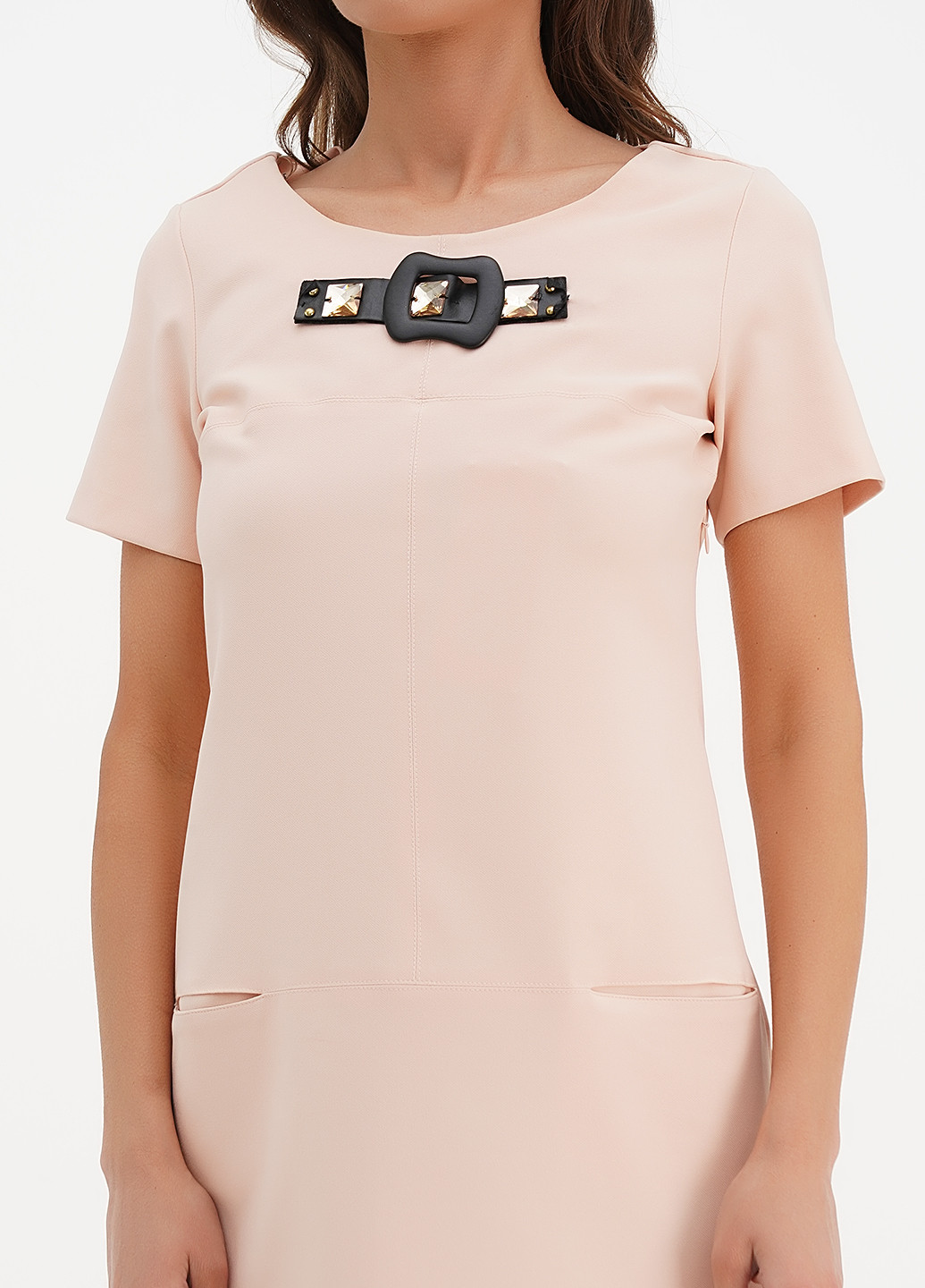 Светло-розовое кэжуал платье а-силуэт Gizzly однотонное