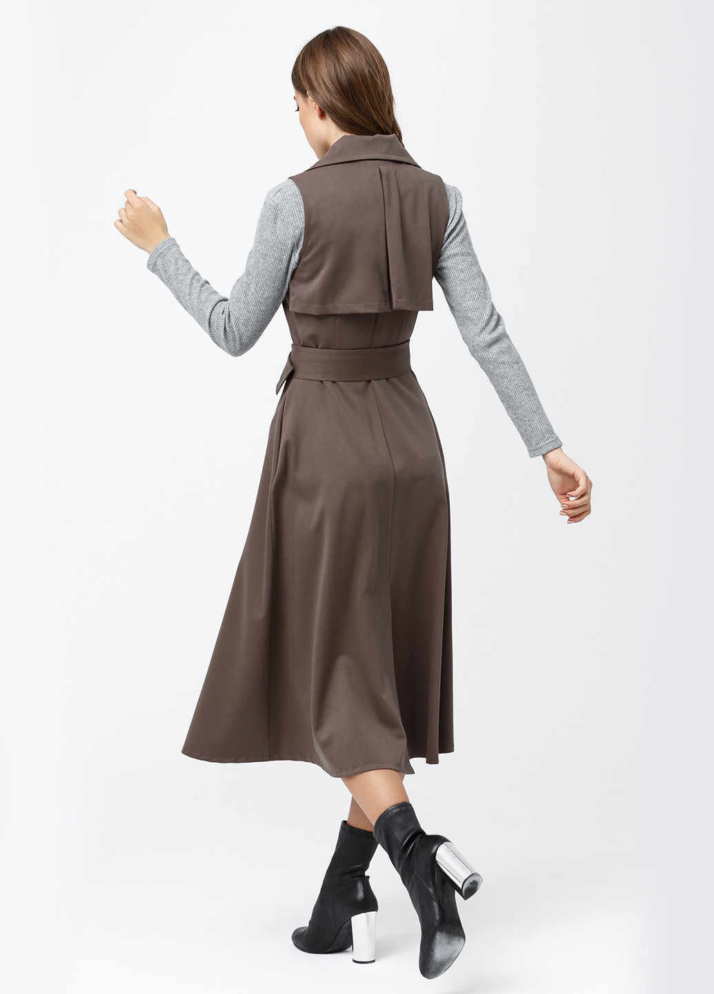 Оливковое (хаки) деловое платье Evercode однотонное