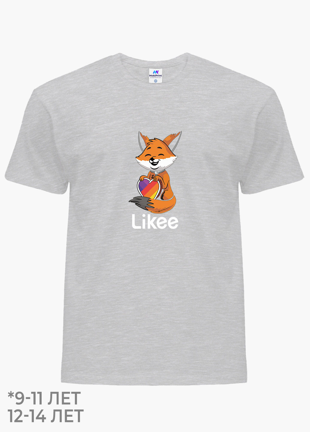 Светло-серая демисезонная футболка детская лайк лисичка (likee fox)(9224-1033) MobiPrint