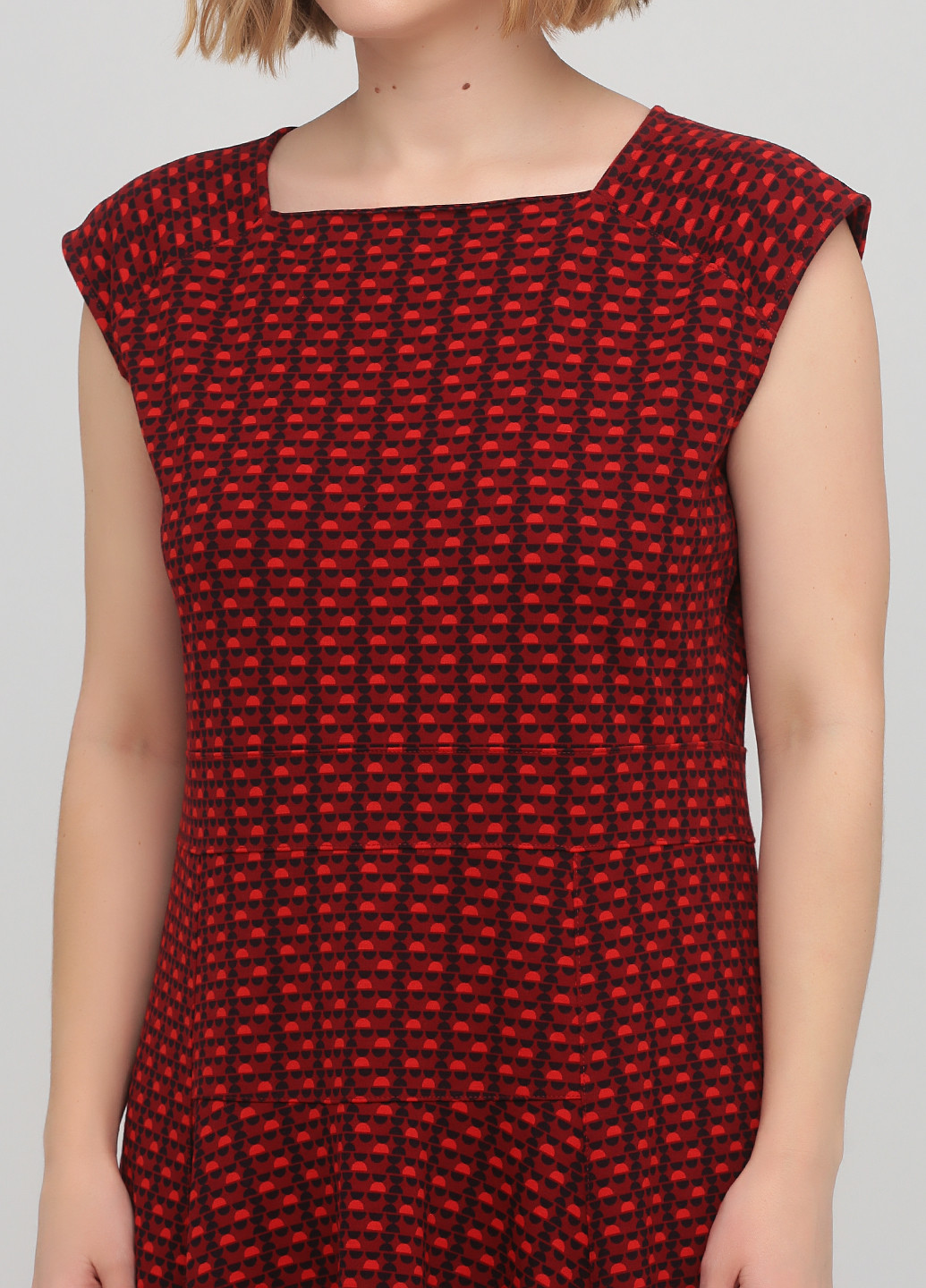 Красное кэжуал платье клеш Lands' End с геометрическим узором