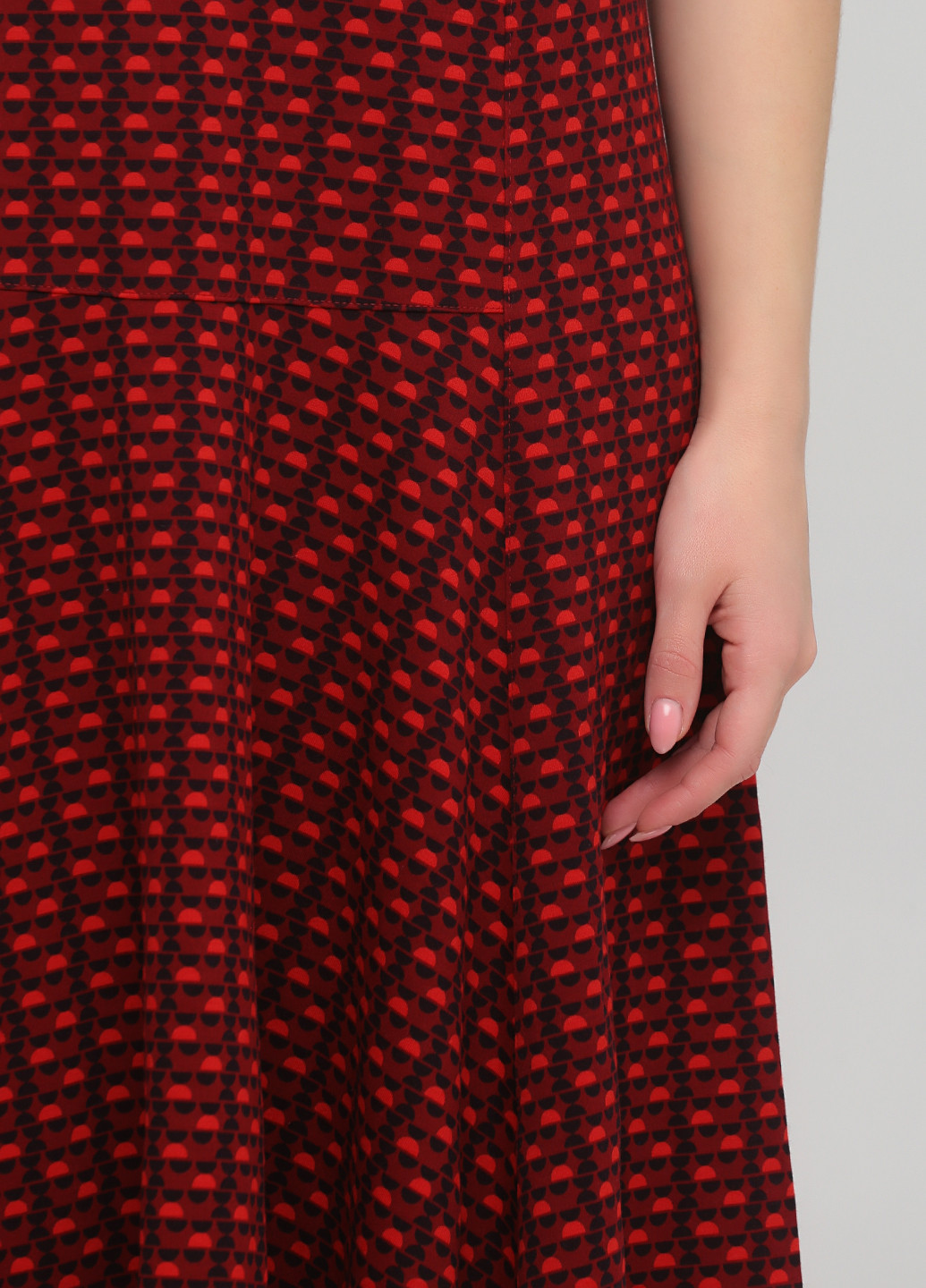Красное кэжуал платье клеш Lands' End с геометрическим узором