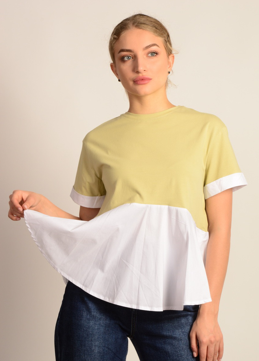 Футболка Серый с белым женская Италия Louise Orop - (233419488)