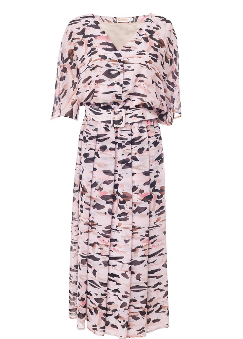 Светло-розовое кэжуал платье клеш MiNiMax с абстрактным узором