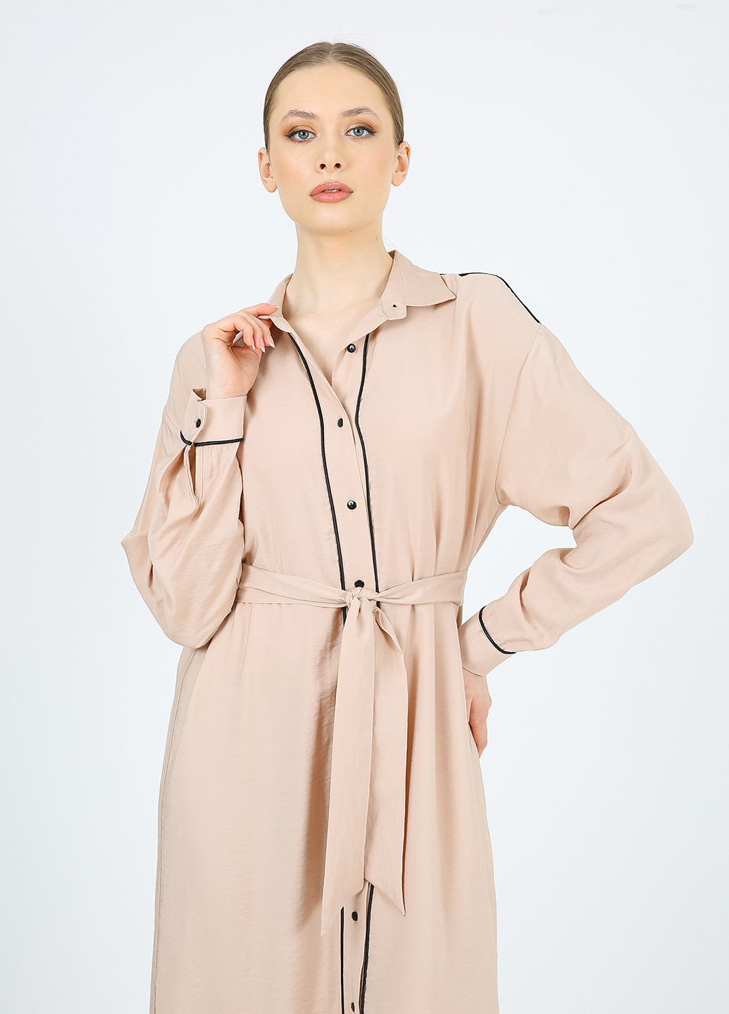 Пудровое кэжуал платье рубашка Casalini в полоску