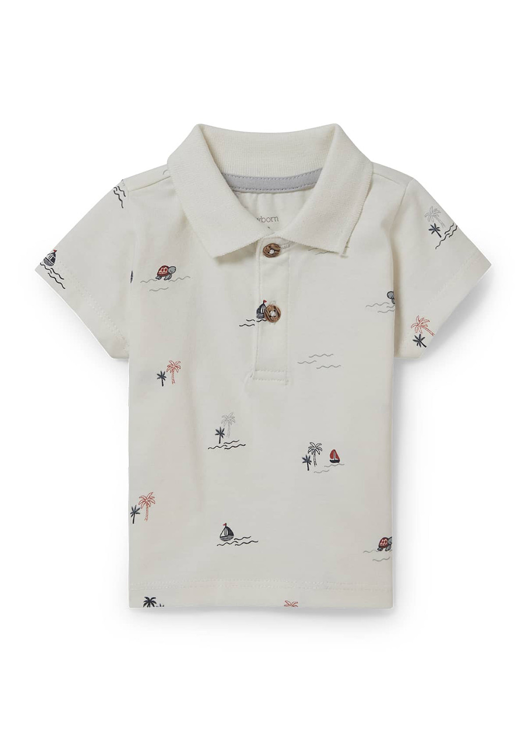 Молочная детская футболка-поло для мальчика C&A морская тематика