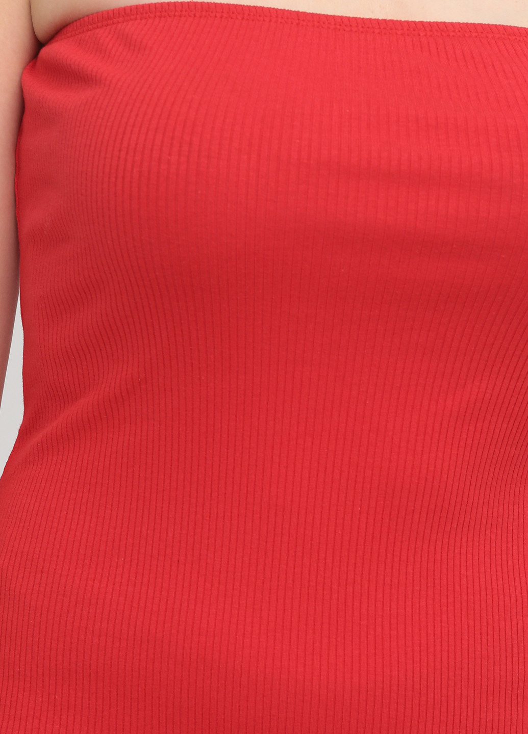 Красное кэжуал платье бандо H&M однотонное