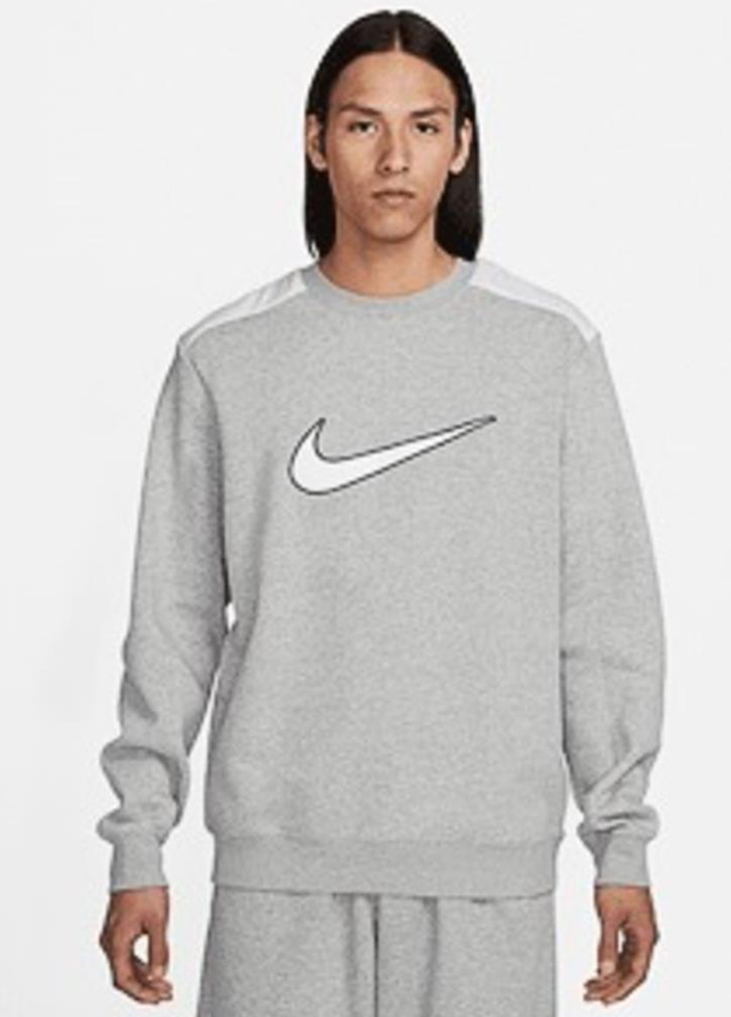 Сірий світшот fn0245-063 Nike меланж вишивка (322021464)