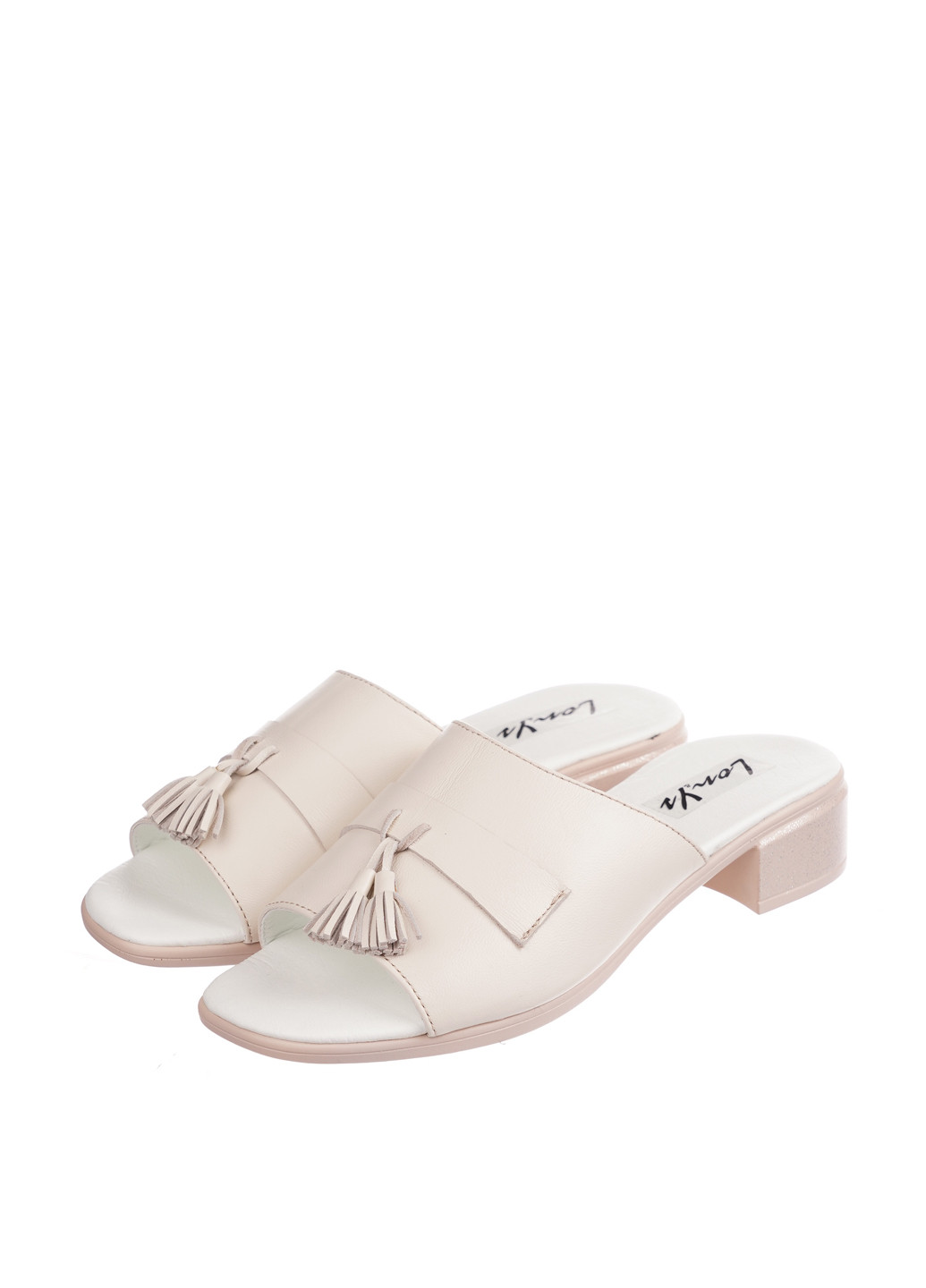 Бежевые шлепанцы Lon&Ys с кисточками