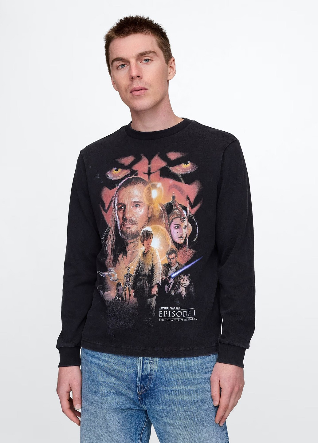 Лонгслів Gap персонажі чорний кежуали бавовна, трикотаж