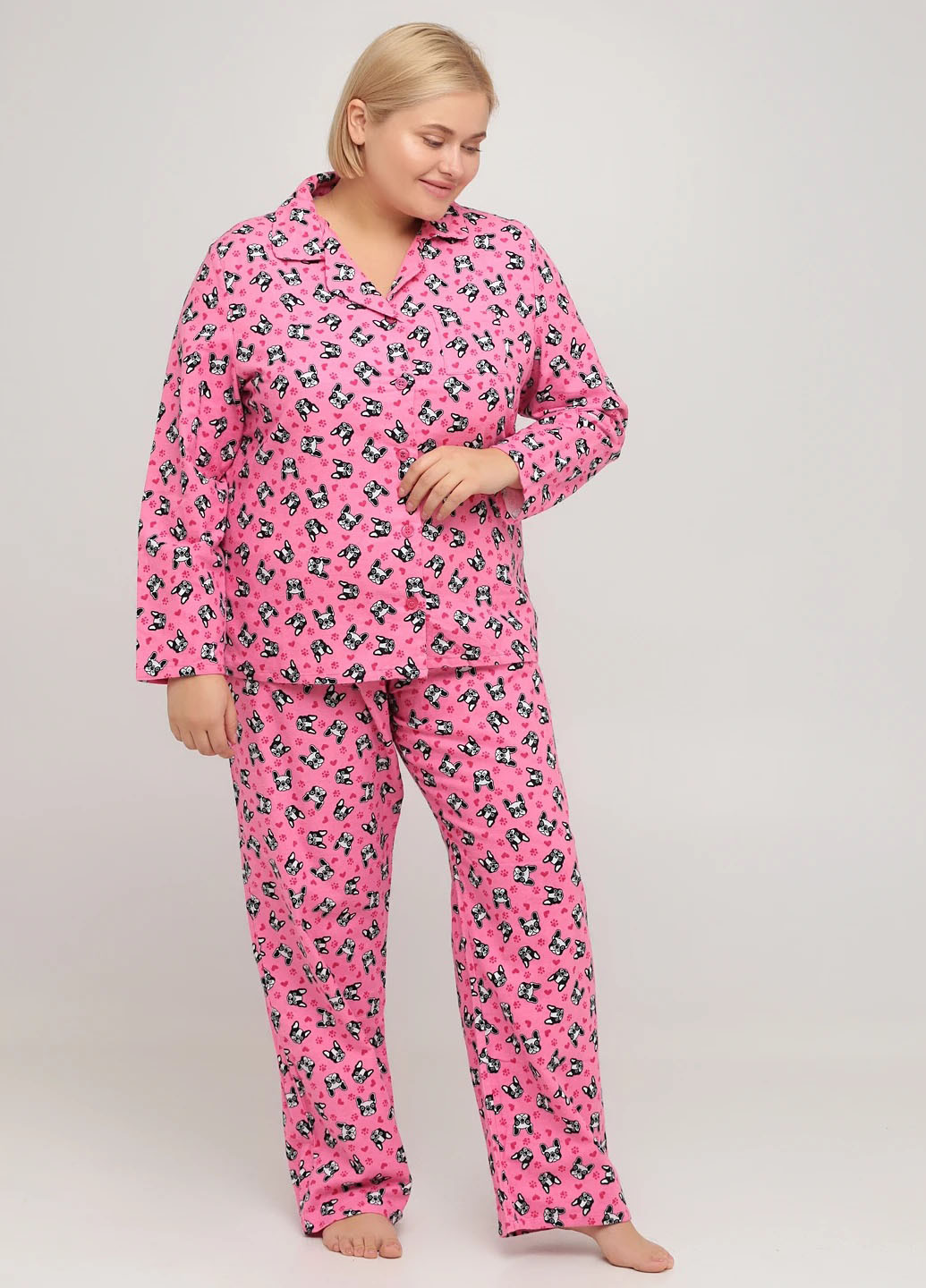 Розовая зимняя пижама (рубашка, брюки) Studio