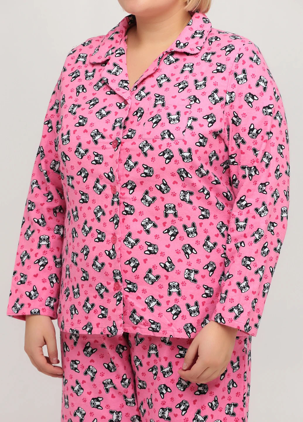 Розовая зимняя пижама (рубашка, брюки) Studio