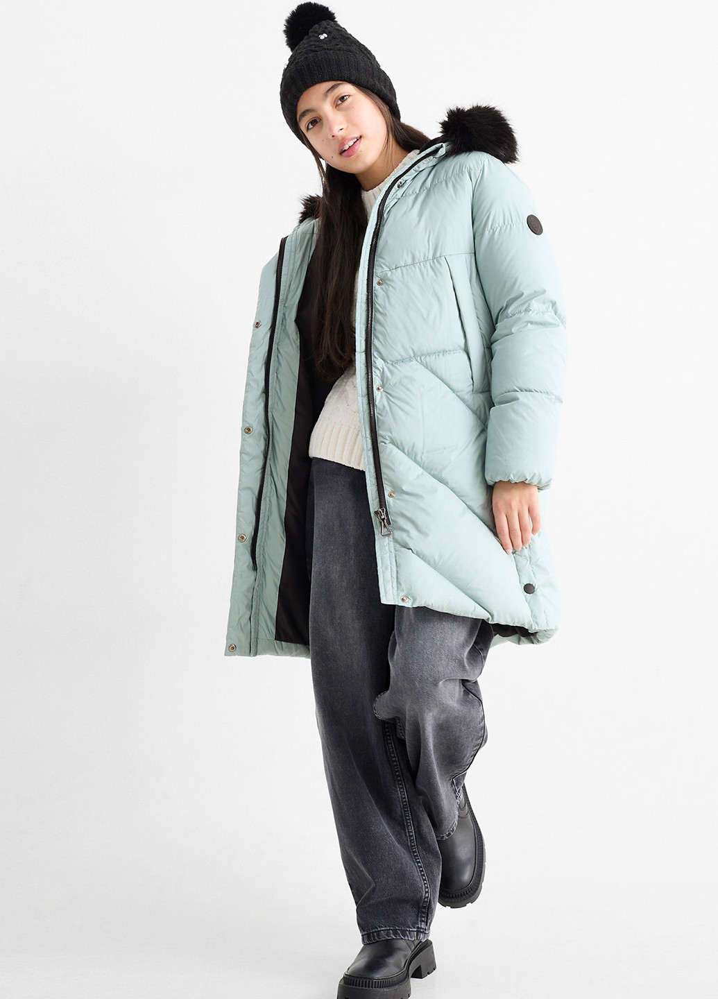Серо-голубая зимняя куртка C&A