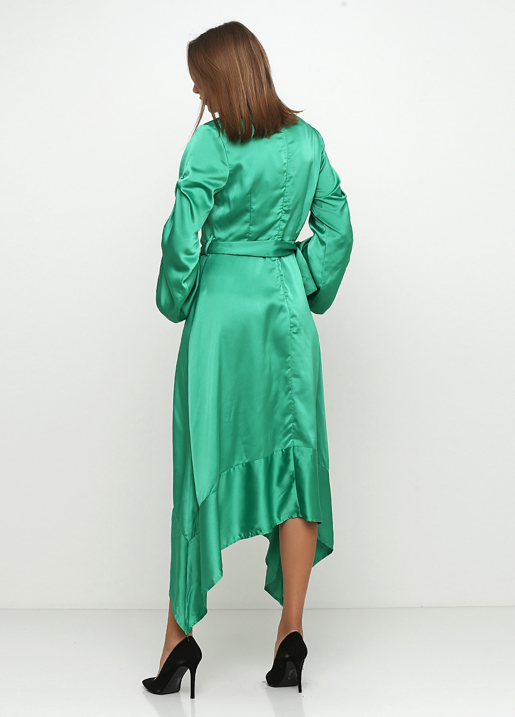 Зеленое кэжуал платье клеш Allyson Collection однотонное