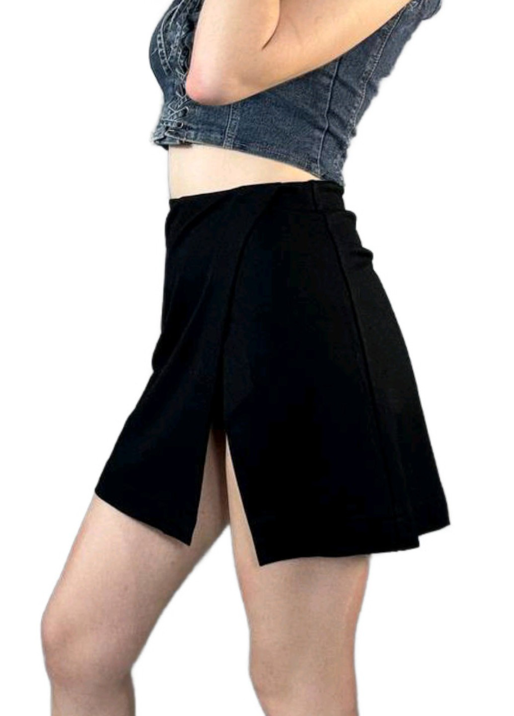 Черная кэжуал однотонная юбка H&M на запах