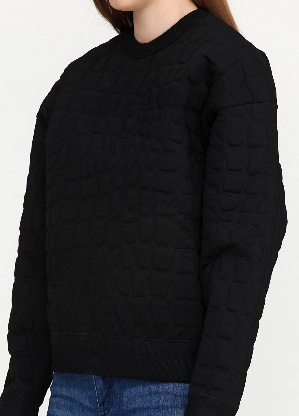Свитшот H&M - крой фактура черный кэжуал - (108991751)