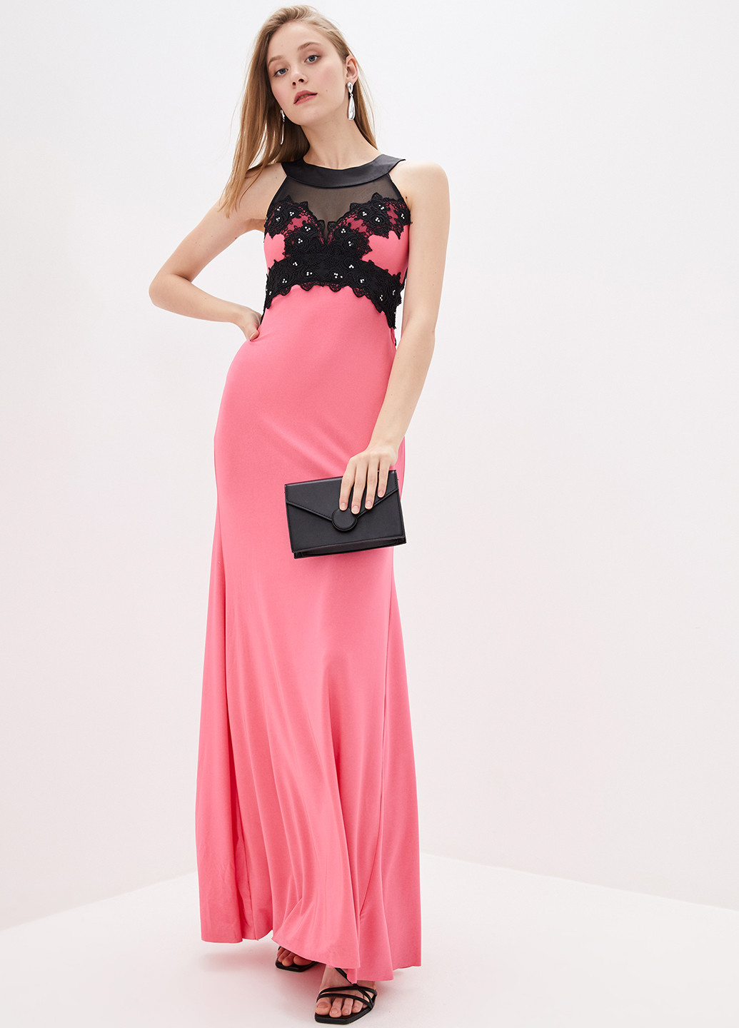 Розовое вечернее платье клеш Luzana однотонное