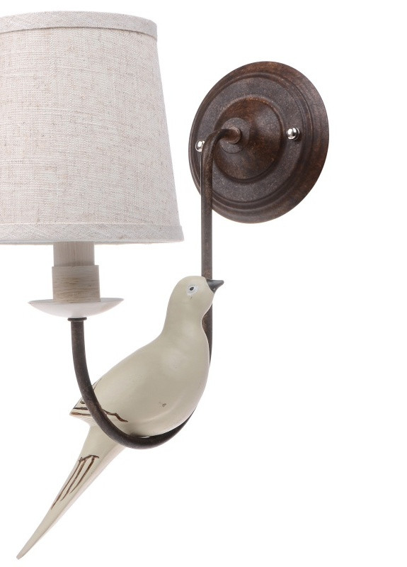 Бра настінне накладне з птахом кантрі з абажуром BCL-495W/1 E14 Brille (253894585)