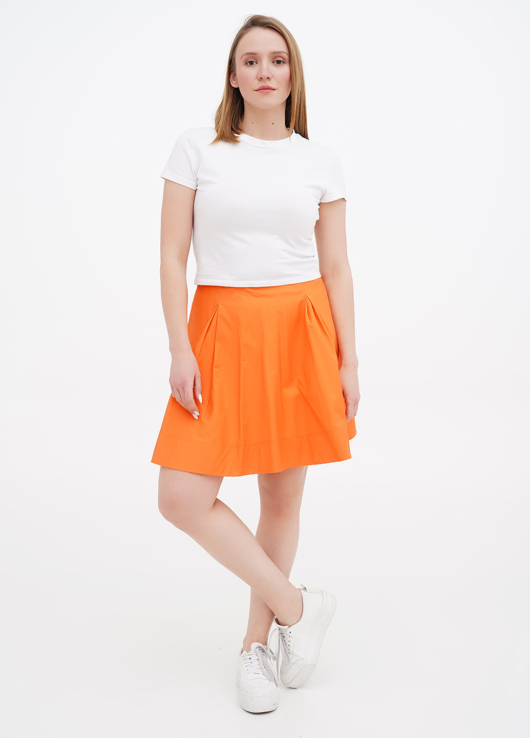 Оранжевая кэжуал однотонная юбка Ralph Lauren клешированная