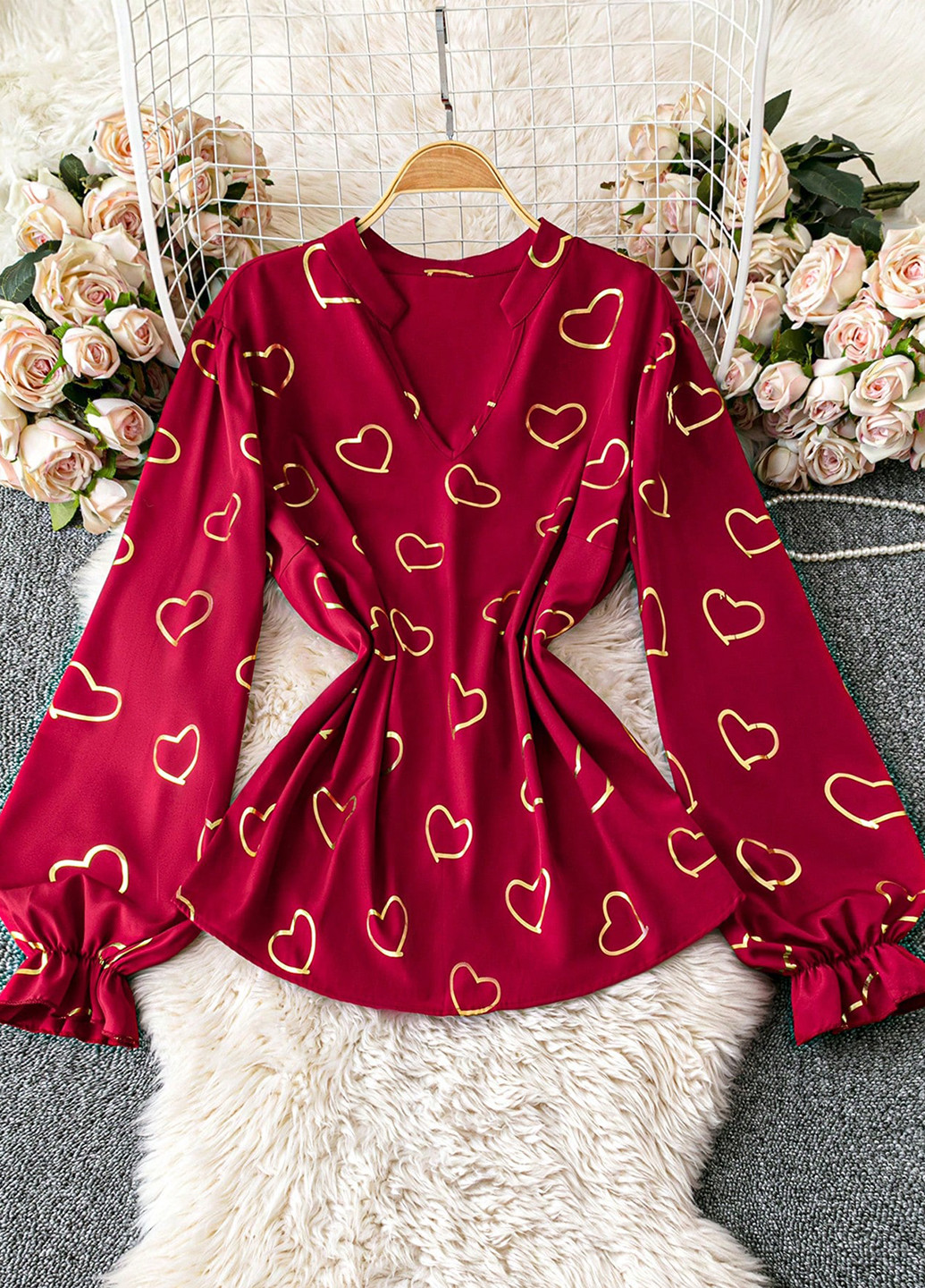 Вишнёвая блуза SHEIN