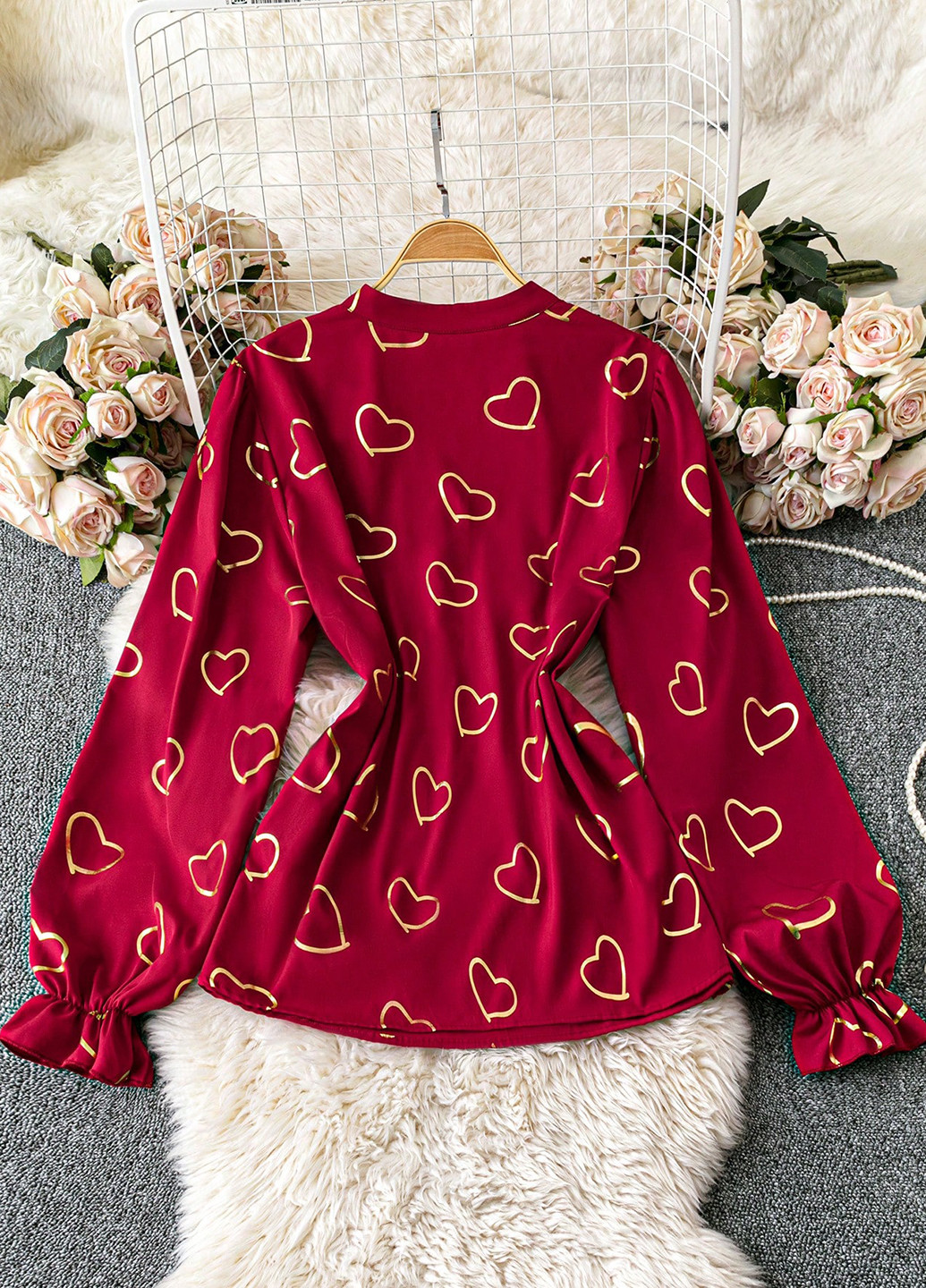 Вишнёвая блуза SHEIN