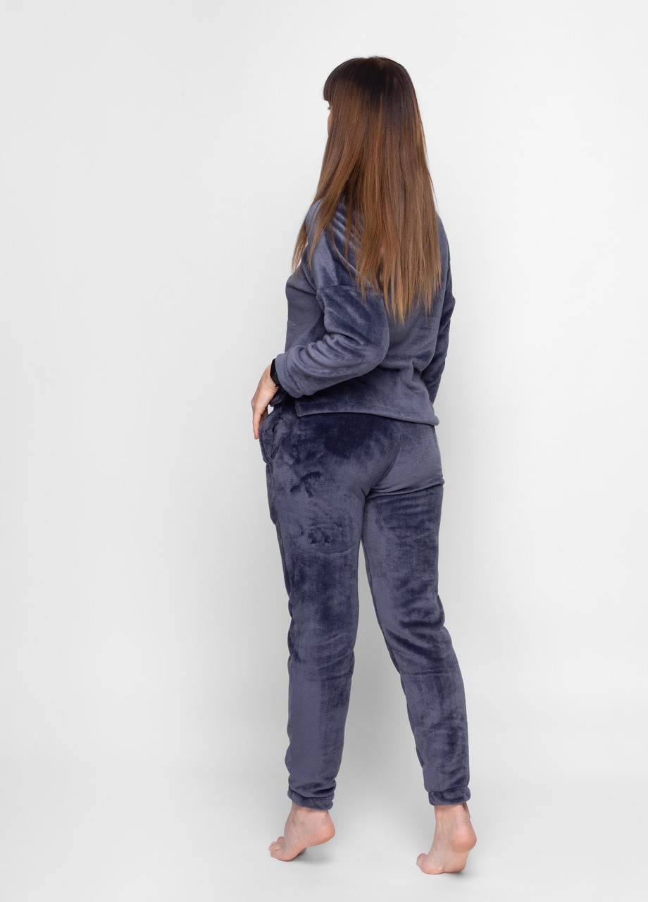 Графітова всесезон піжама костюм домашній плюшевий жіночий кофта зі штанами графіт Maybel