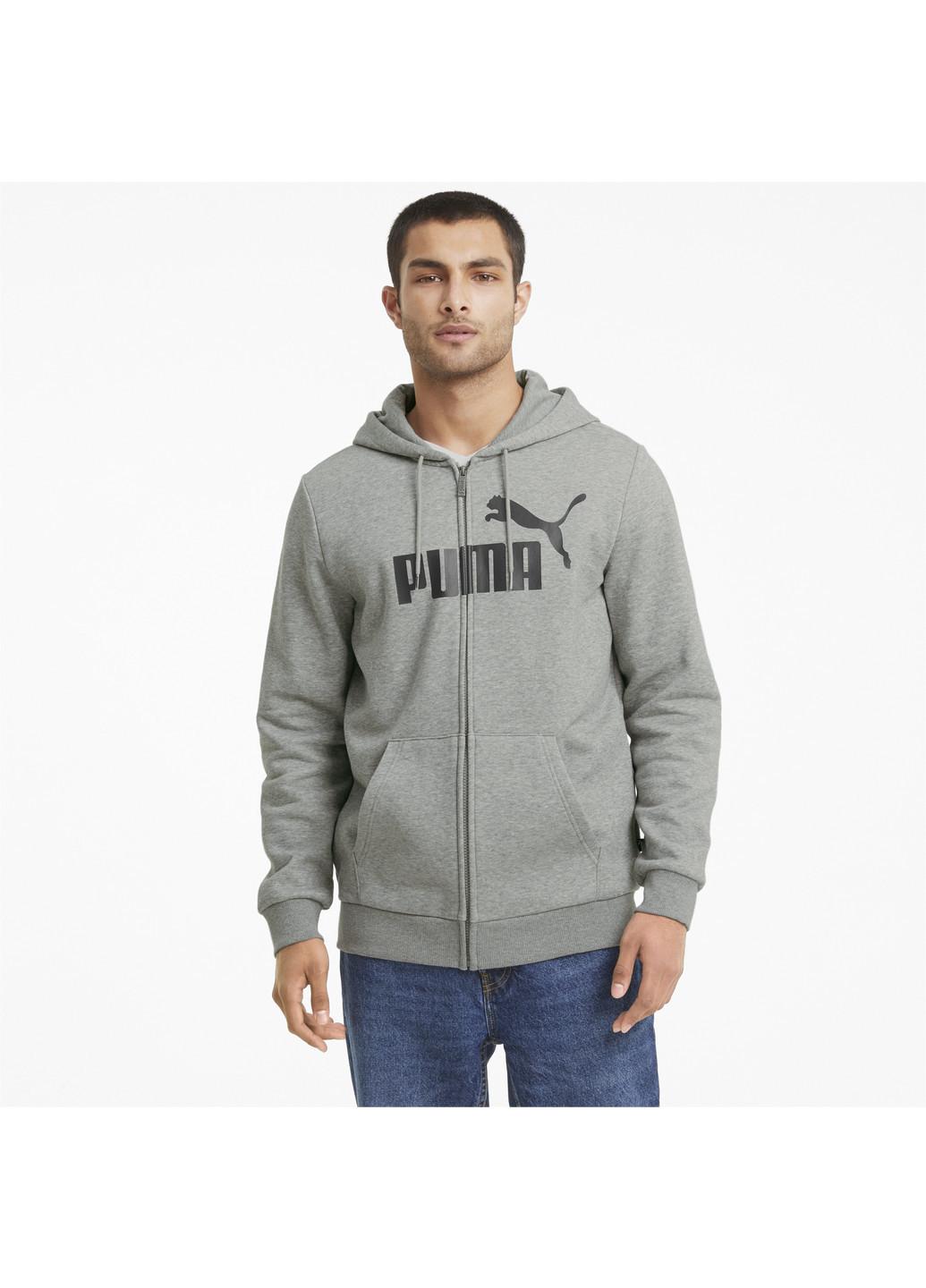 Толстовка Essentials Big Logo Full-Zip Men's Hoodie Puma (244370890)
