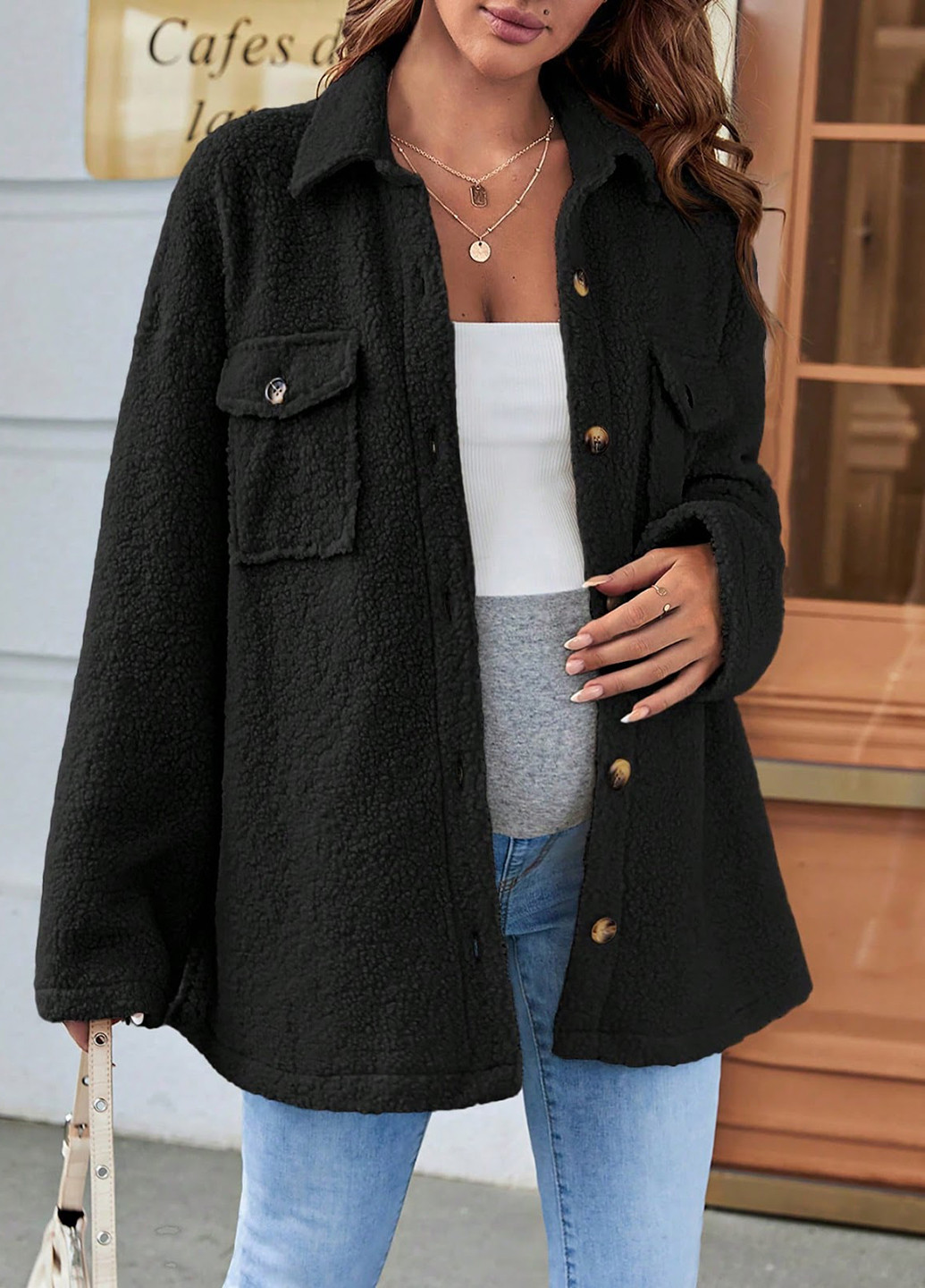 Черная зимняя куртка SHEIN