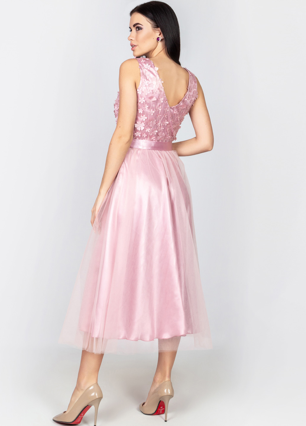 Рожева вечірня сукня а-силует Seam однотонна