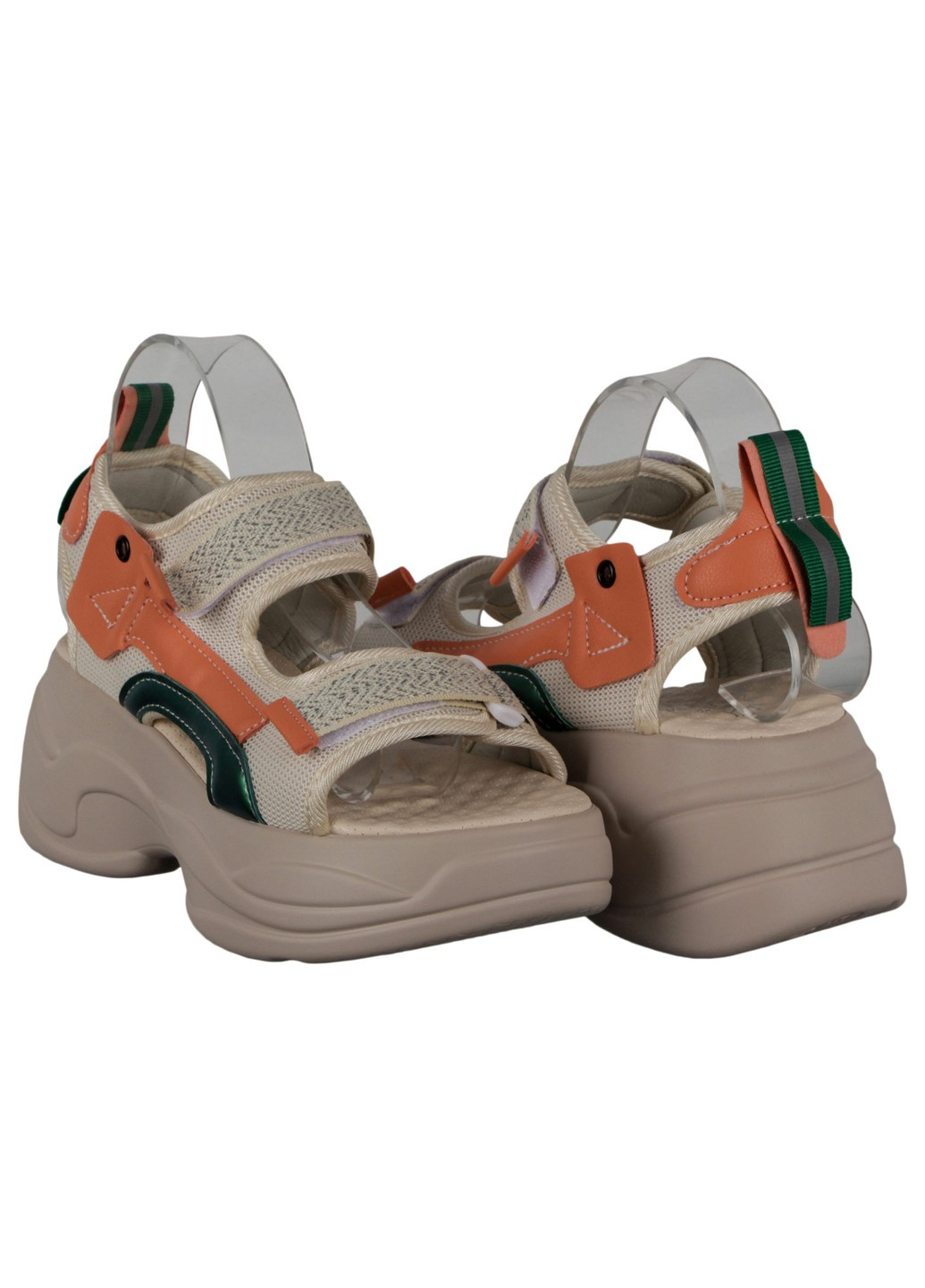 Бежевые женские босоножки 198336 Pino Dangio на липучке