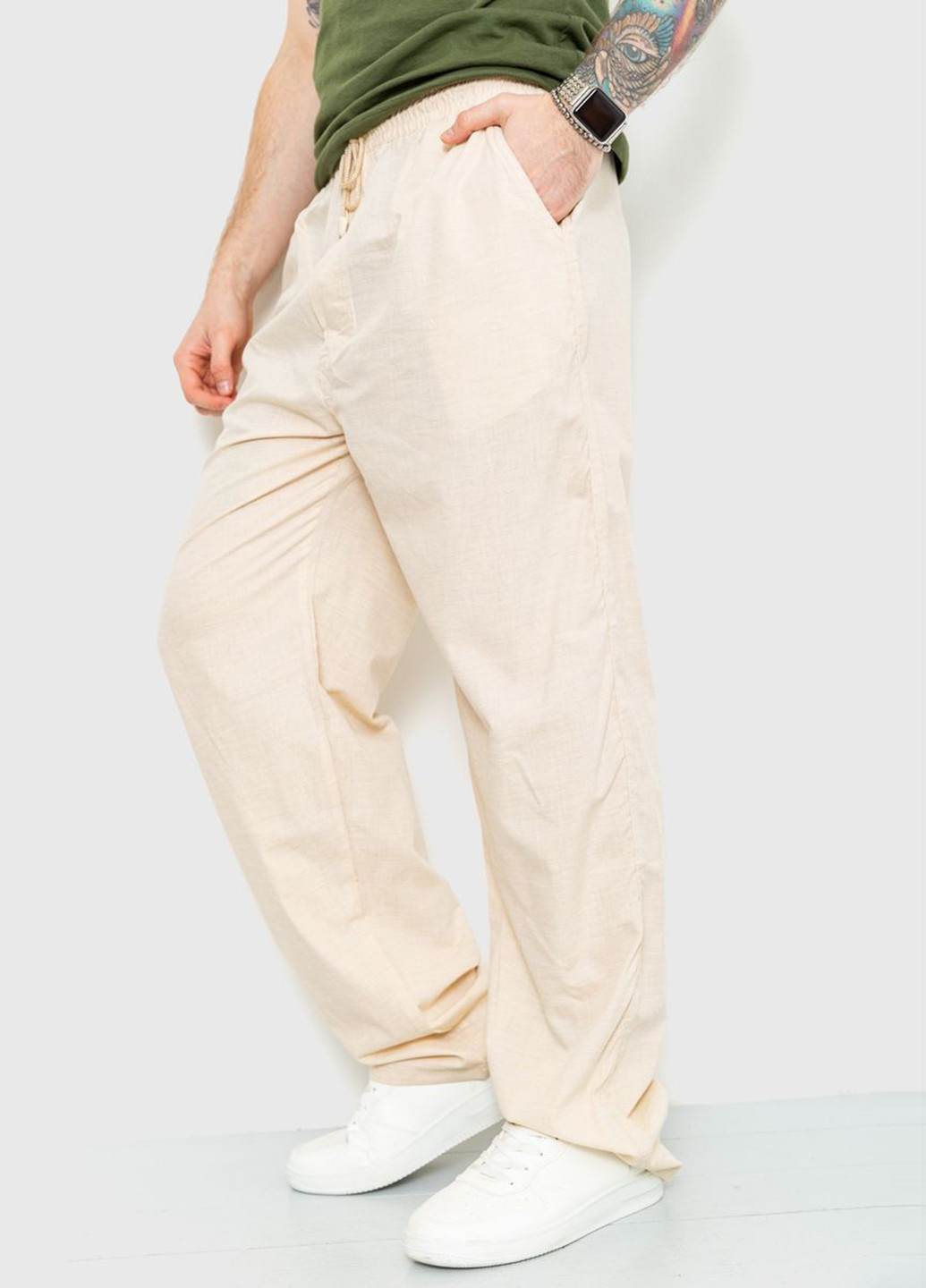 Светло-бежевые кэжуал летние прямые брюки Ager