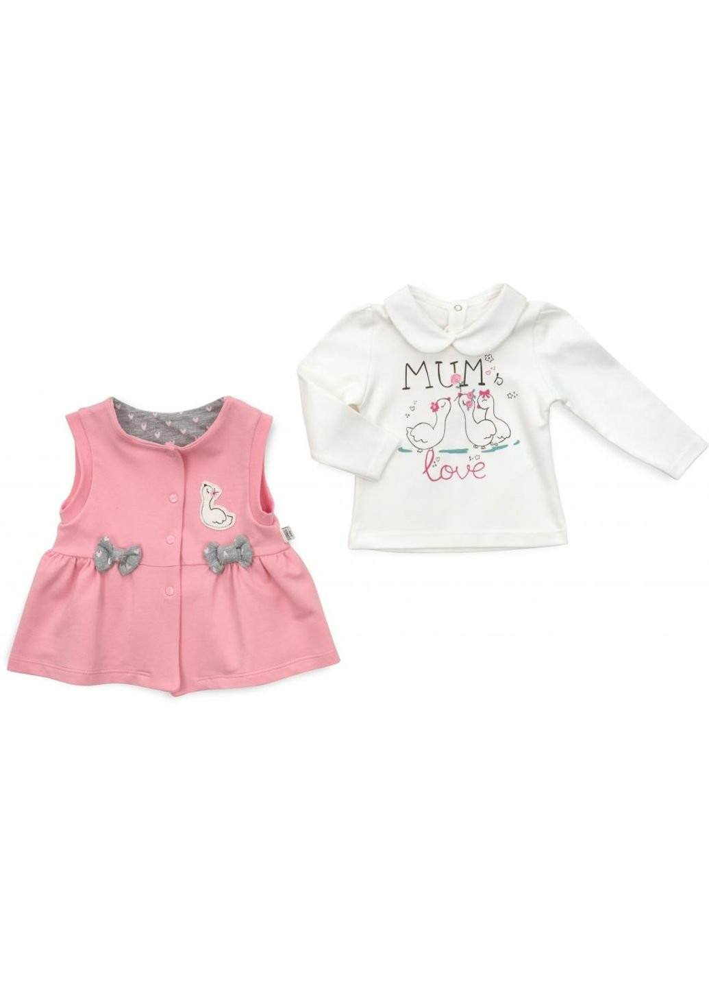 Комбинированный демисезонный набор детской одежды с бантиками (2624-86g-pink) Tongs