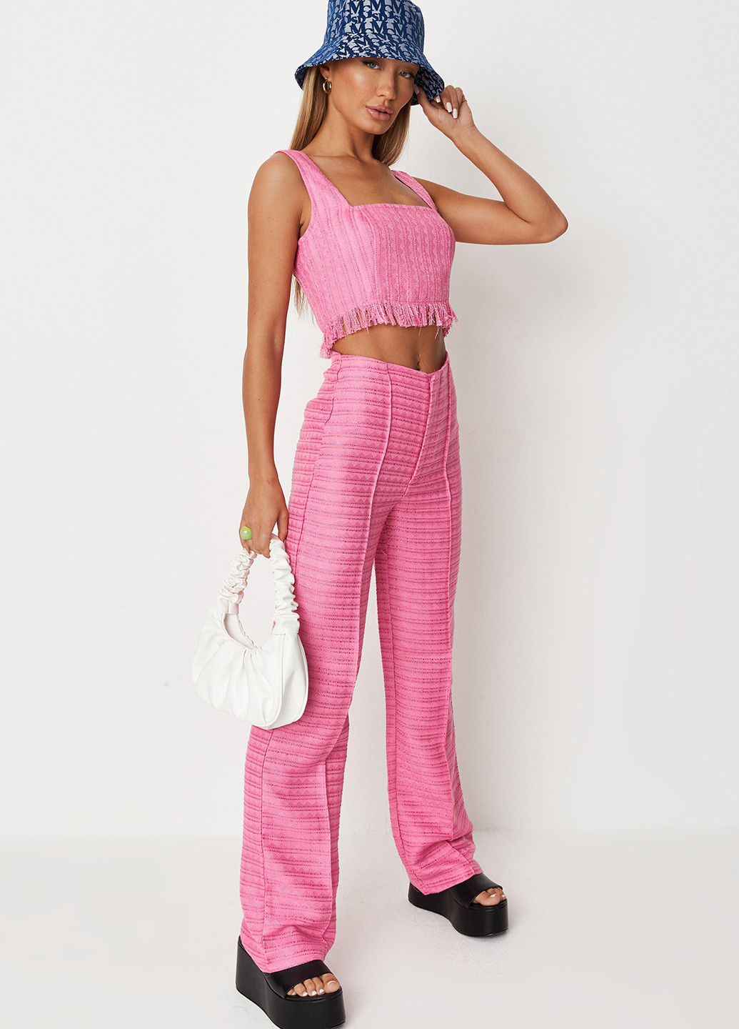 Розовые кэжуал летние палаццо брюки Missguided