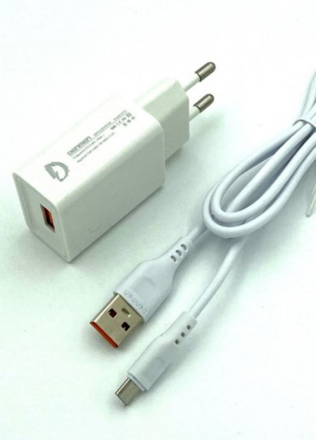Мережевий зарядний пристрій Denmen DC01V + кабель microUSB USB 2.4A Білий No Brand (255916032)