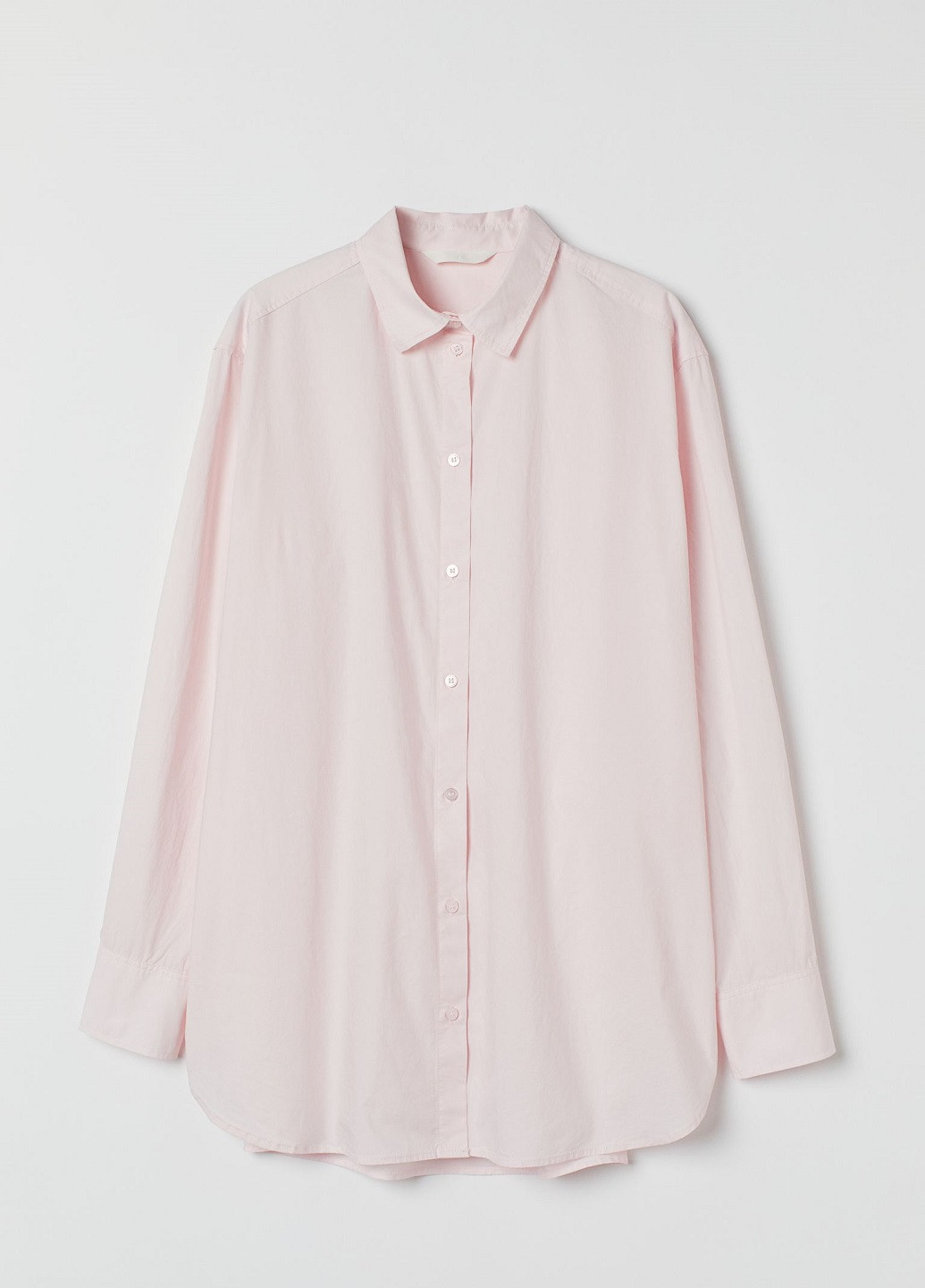 Светло-розовая кэжуал рубашка однотонная H&M