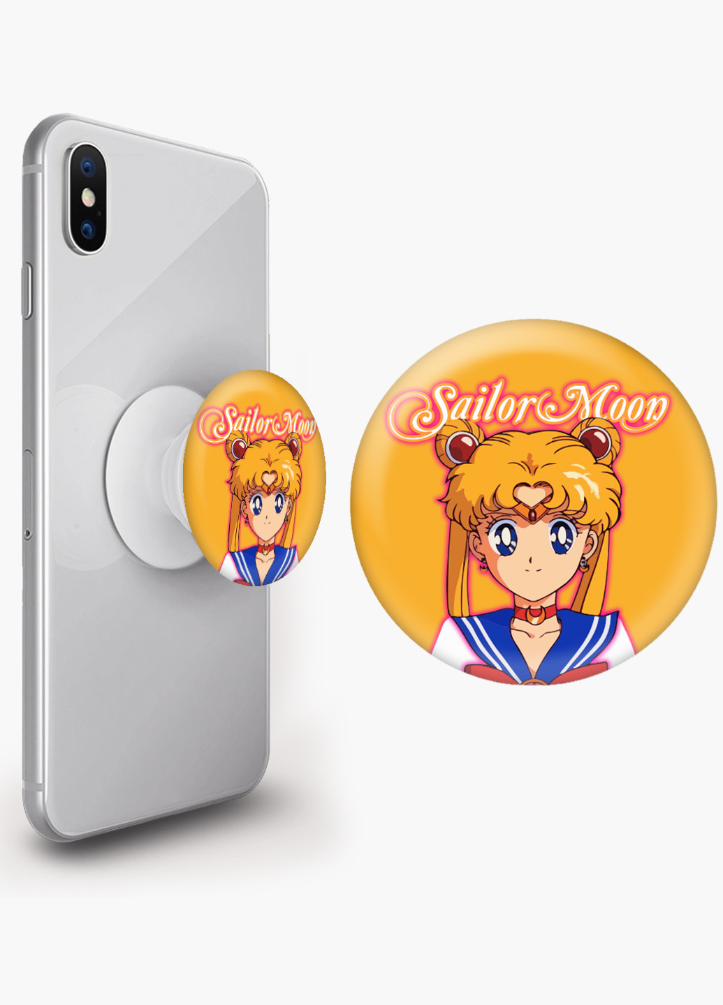 Попсокет (Popsockets) держатель для смартфона Сейлор Мун (Sailor Moon) (8754-2915) Черный MobiPrint (229014775)