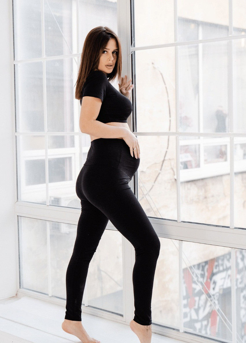Черные демисезонные брюки леггинсы для беременных, будущих мам черные To Be
