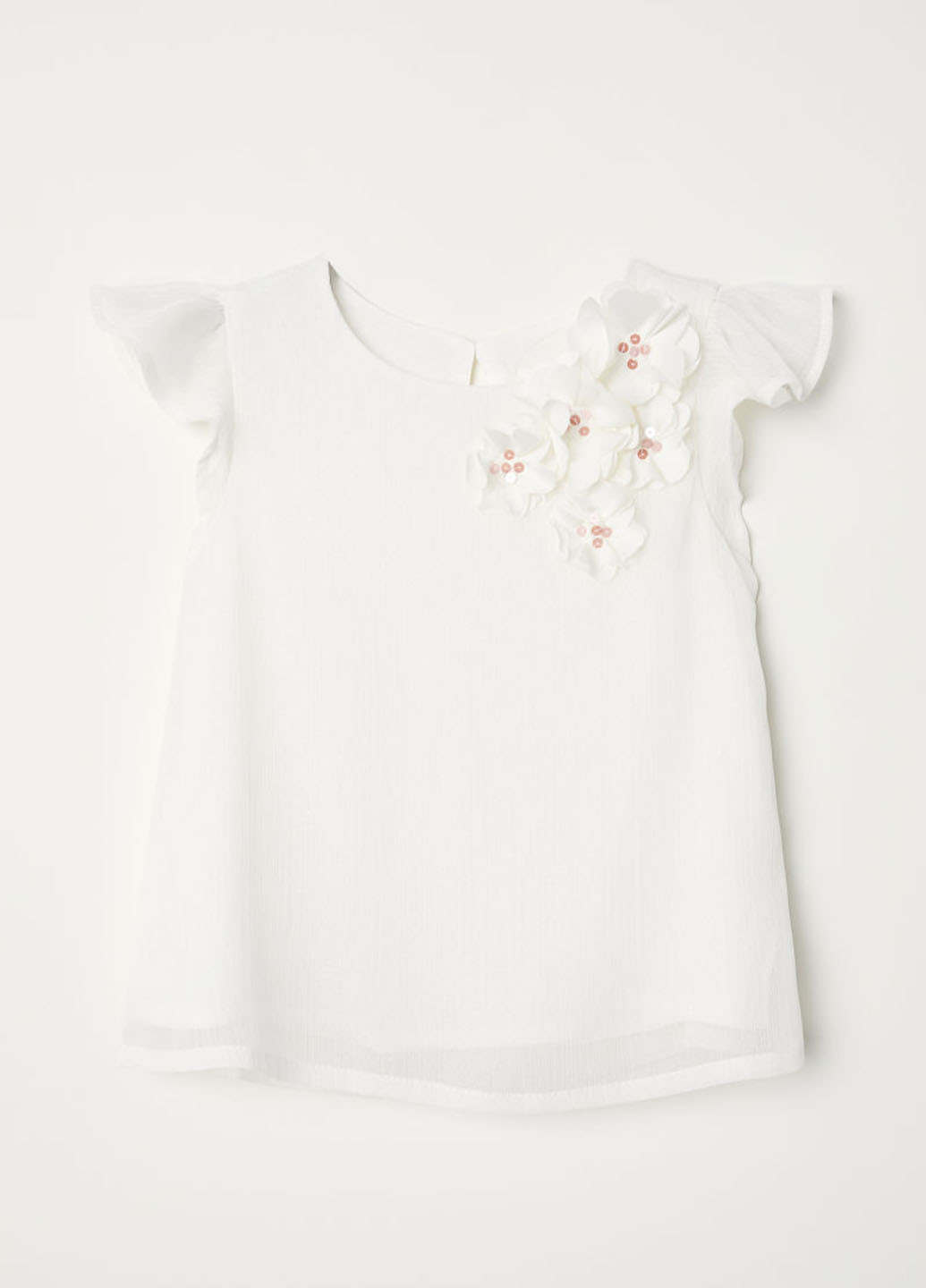 Молочная блузка с коротким рукавом H&M летняя