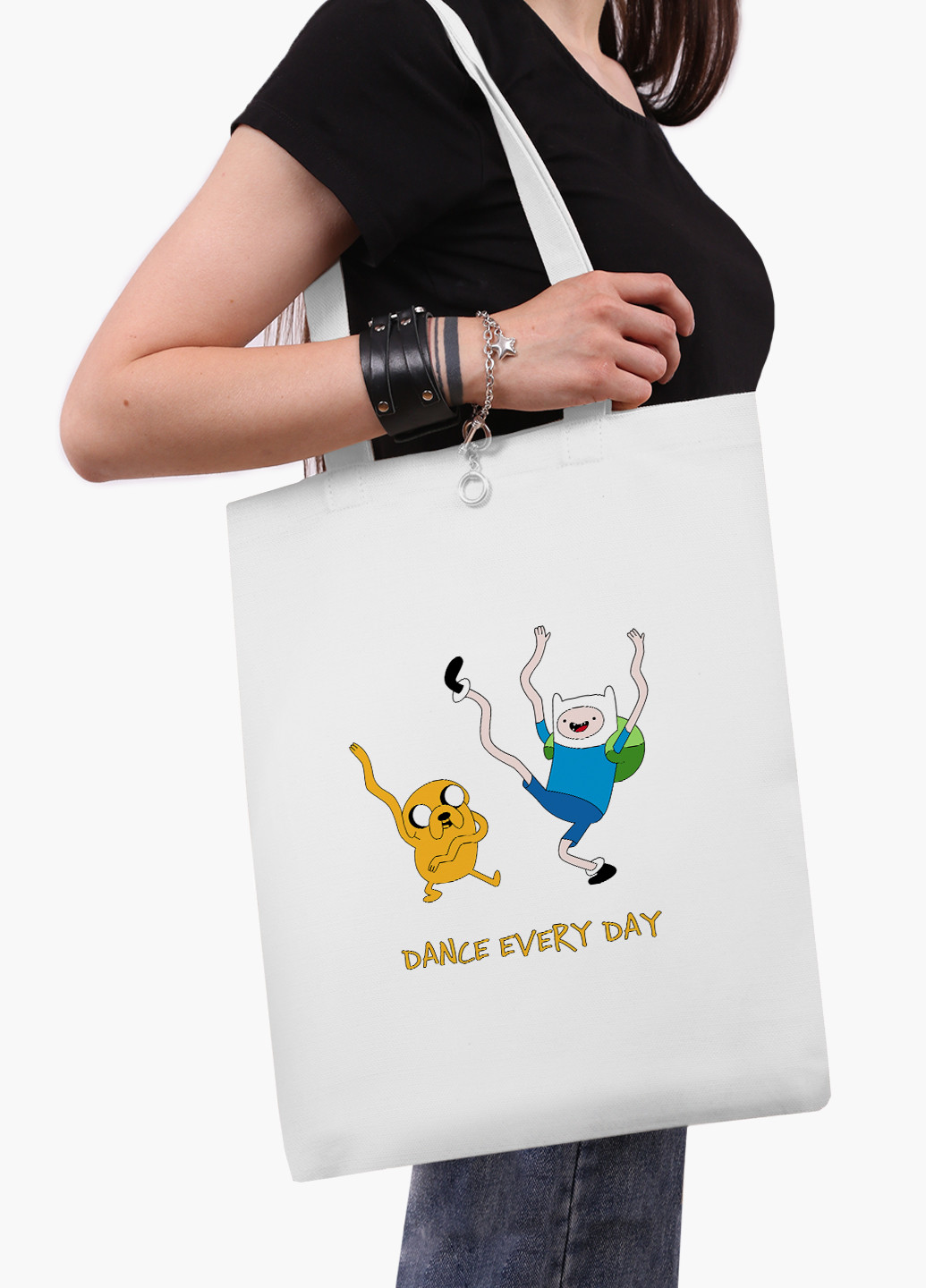 Эко сумка шоппер белая Финн и Джейк пес Время Приключений (Adventure Time) (9227-1580-WT-2) экосумка шопер 41*35 см MobiPrint (219111083)