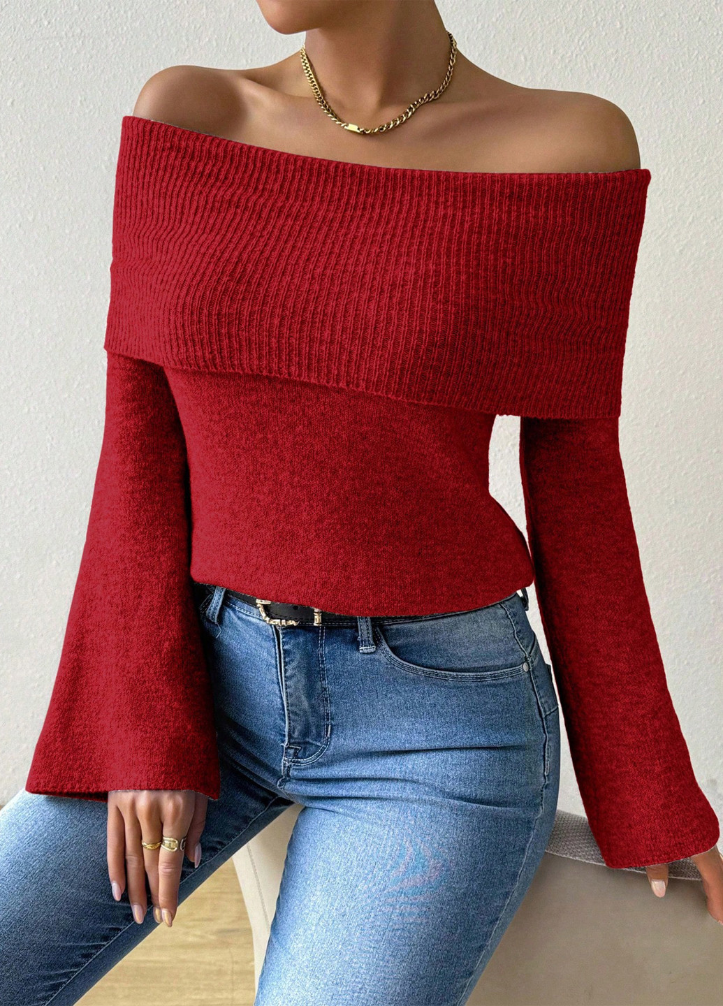 Червоний демісезонний светр SHEIN