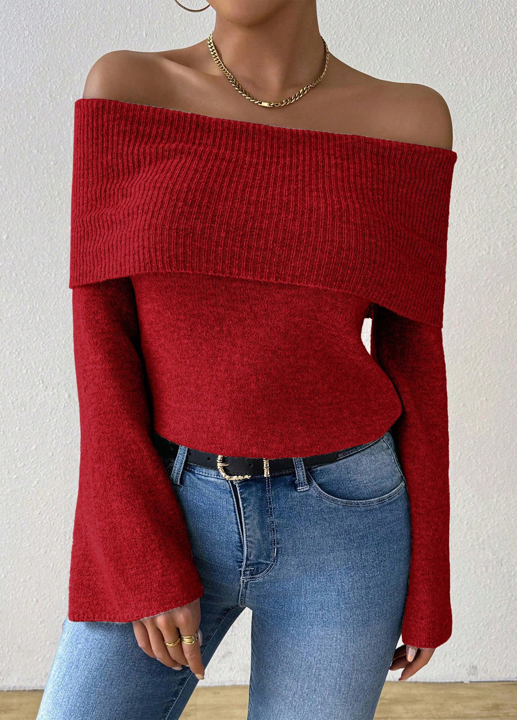 Червоний демісезонний светр SHEIN