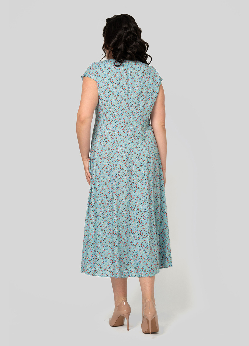 Мятное кэжуал платье а-силуэт A'll Posa с цветочным принтом