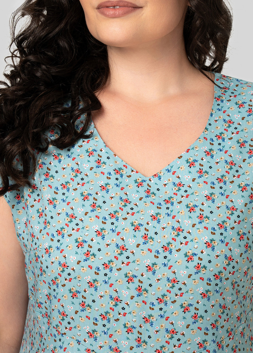 Мятное кэжуал платье а-силуэт A'll Posa с цветочным принтом