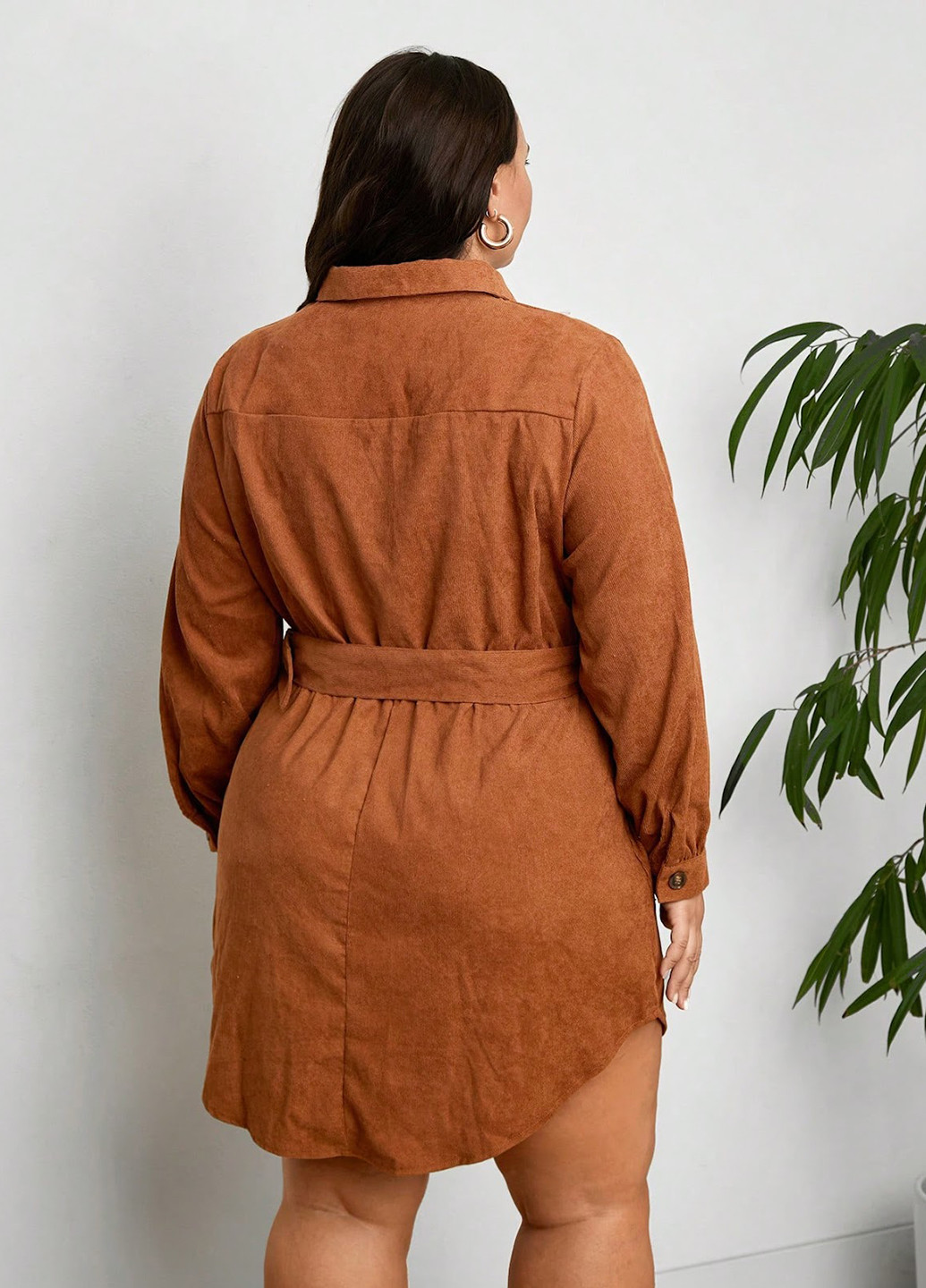 Коричнева кежуал сукня сукня-сорочка SHEIN однотонна