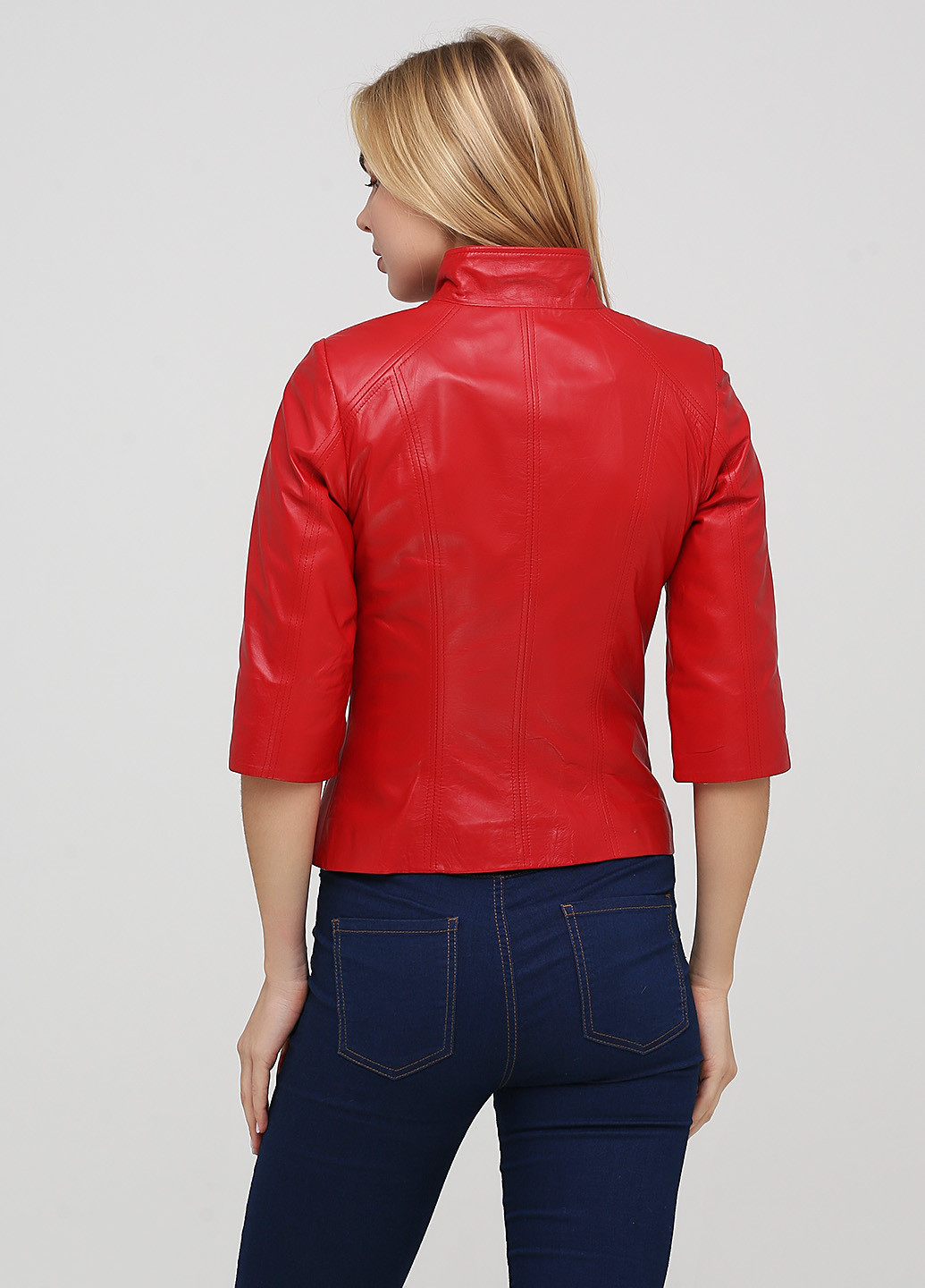 Красная демисезонная куртка кожаная Leather Factory