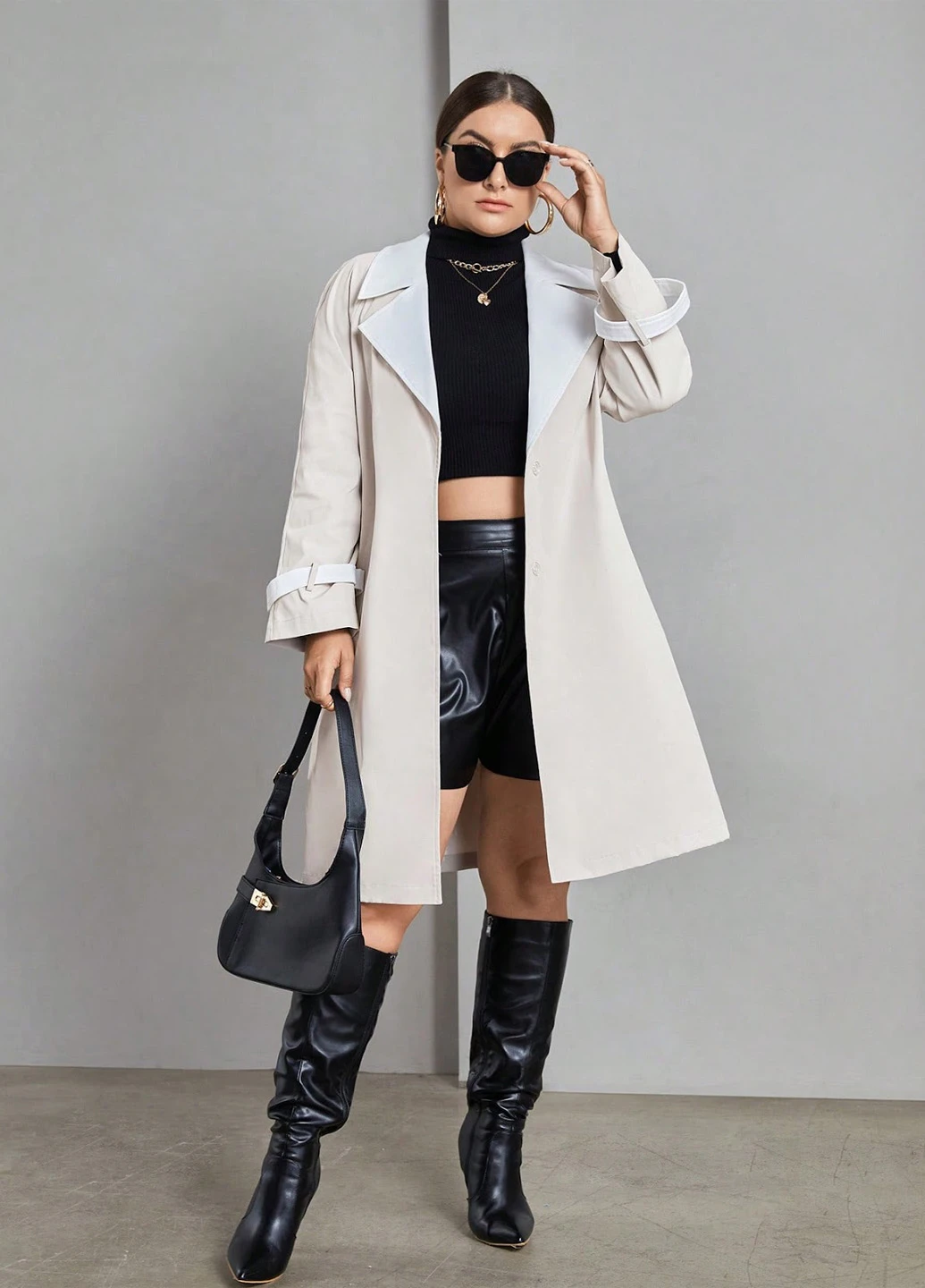 Плащ SHEIN тренчкот без застежки демисезон (330763217)