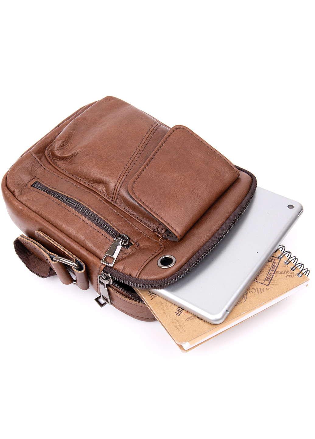 Мужской кожаный мессенджер 18х20,5х5,5 см Vintage (232989363)
